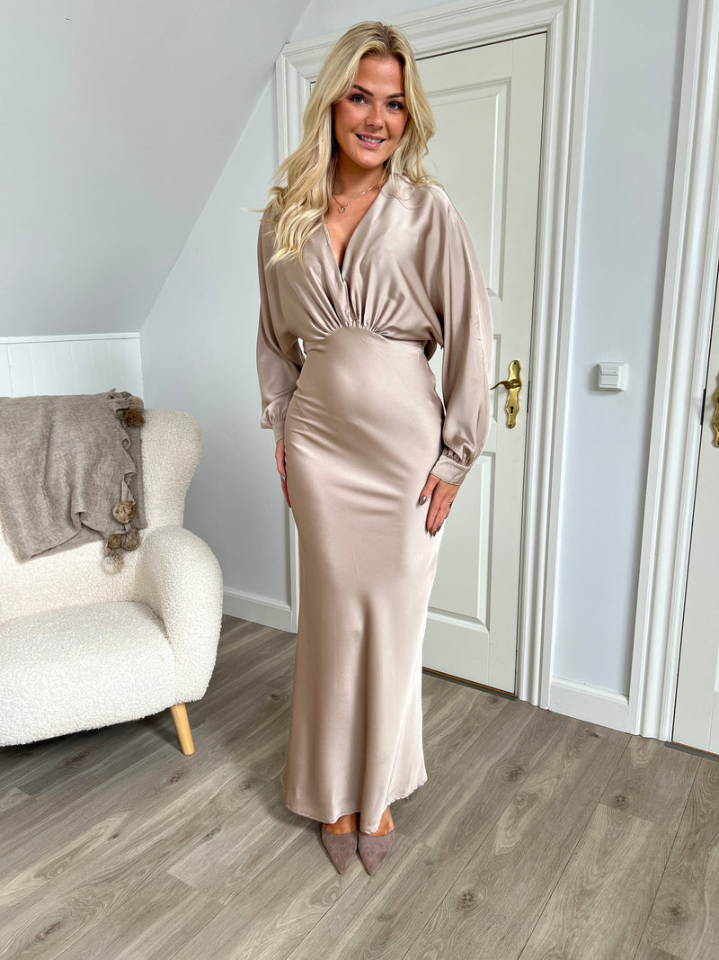 Eight luxe satin beige dress
