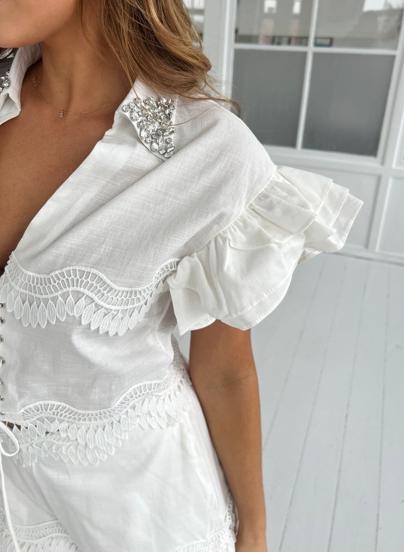 Flam white shorts set fra webshoppen Aaberg Copenhagen