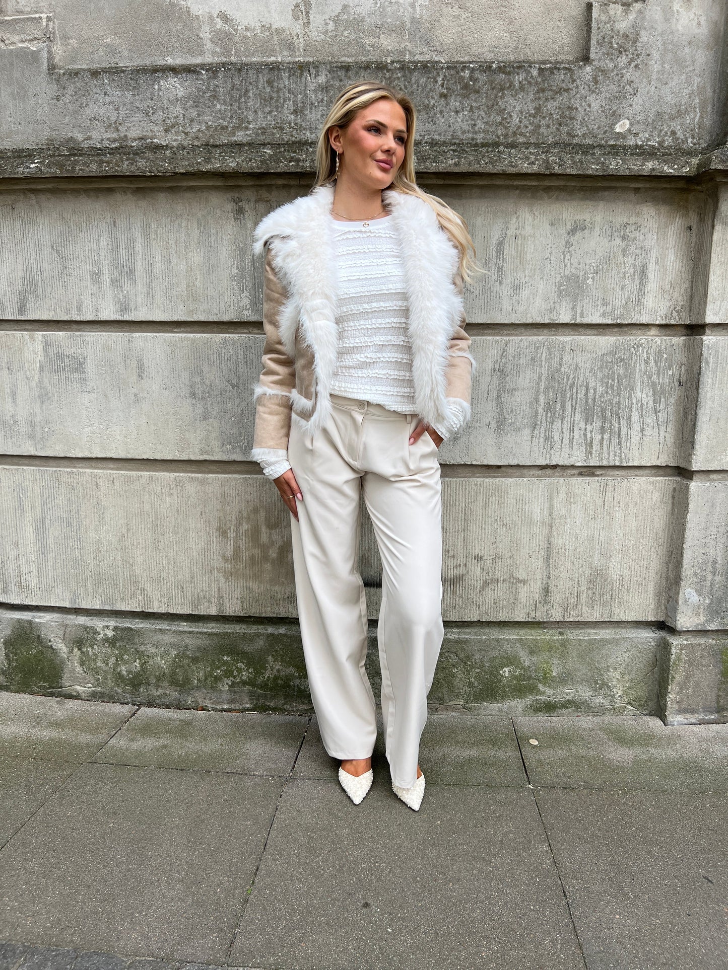 Eight Luxe cream trousers Long