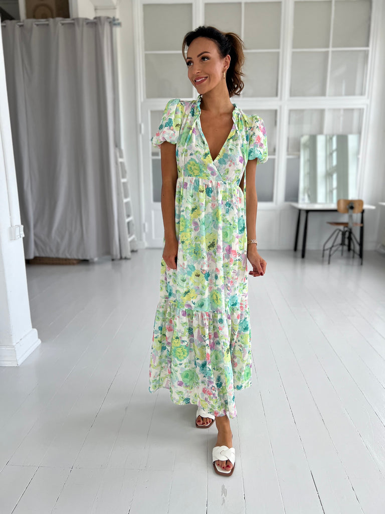 Flam green flower dress-kjole-Åberg CPH-Åberg Copenhagen DK