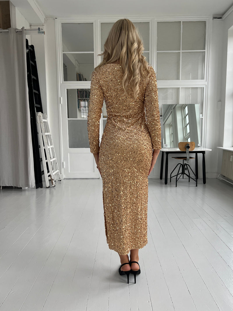 Lamiar champagne dress (6373)-kjole-Aaberg Copenhagen