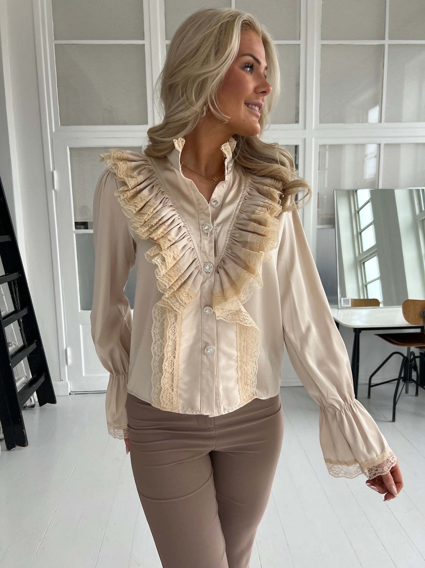 Azaka champagne lace blouse (1557)