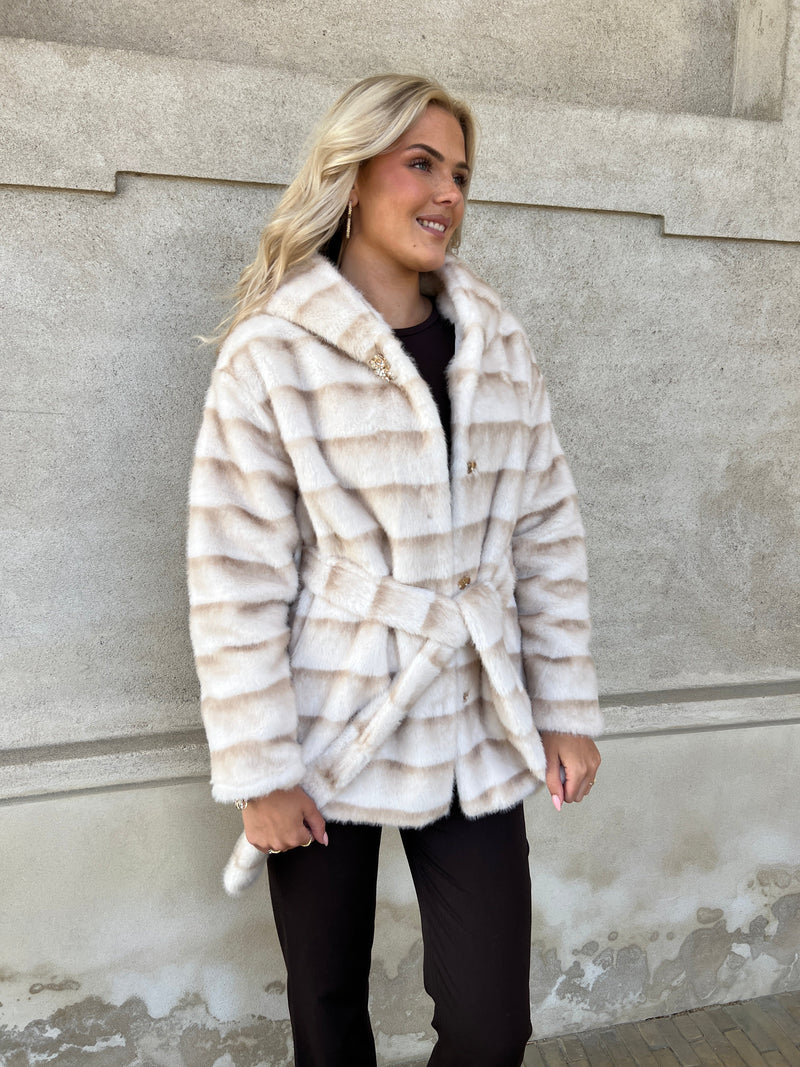 Flam beige fake fur jakke