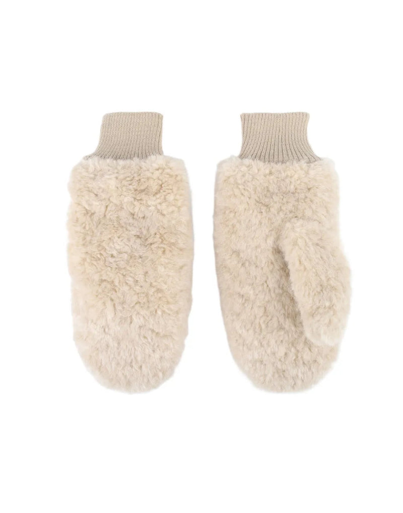Ella beige fake fur vanter fra webshoppen Aaberg Copenhagen