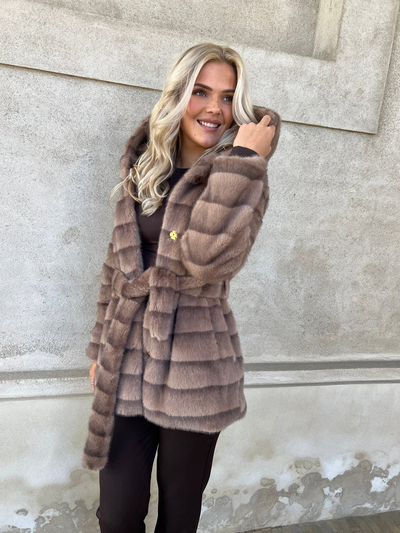 Flam muldvarp fake fur jakke