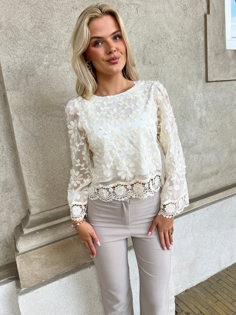 Elli Beige lace blouse