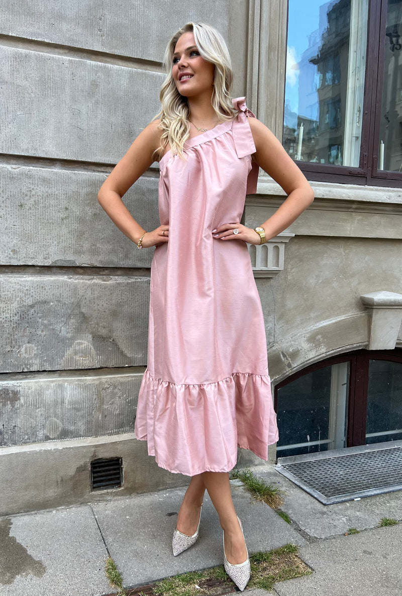 Essentiel old rose oneshoulder dress (4705)-kjole-Aaberg Copenhagen