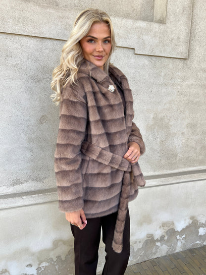 Flam muldvarp fake fur jakke
