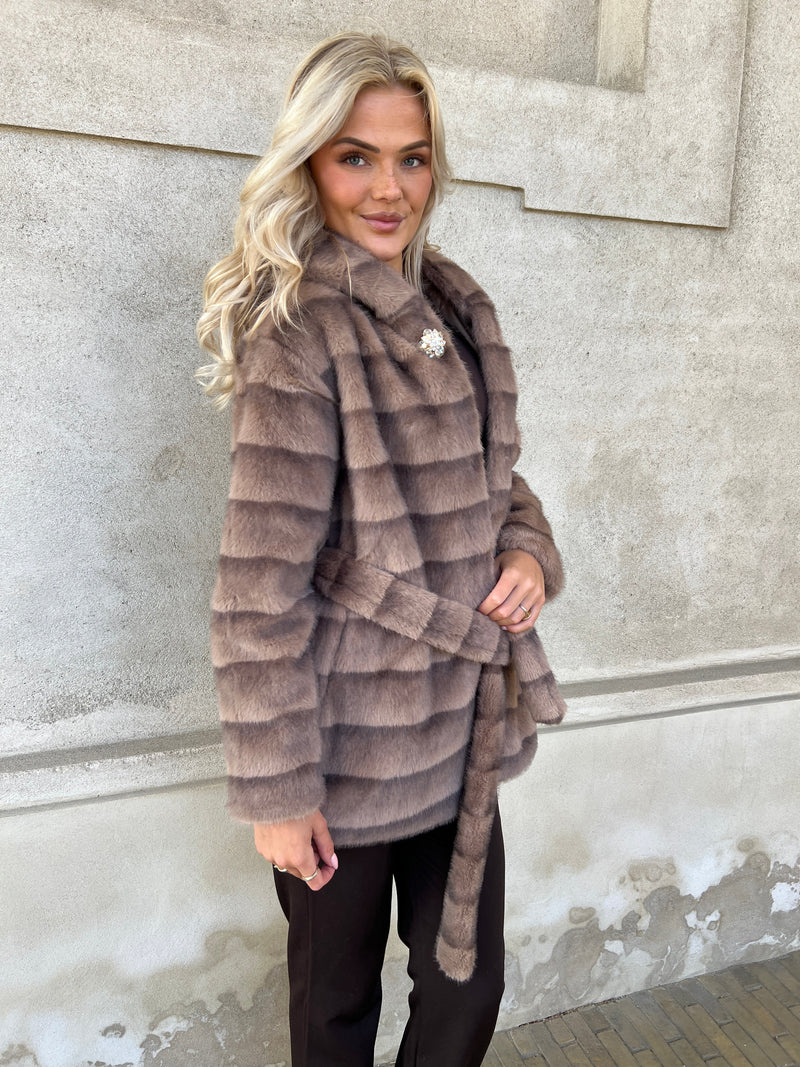 Flam muldvarp fake fur jakke