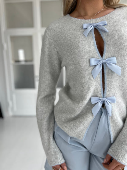 Azaka grey bow knit