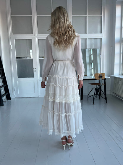 Flam beige chiffon dress