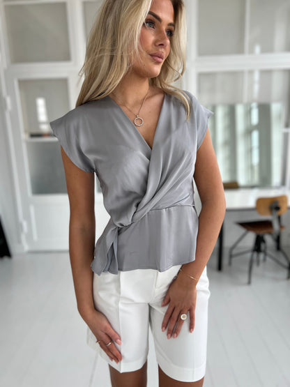 Elli White grey satin blouse