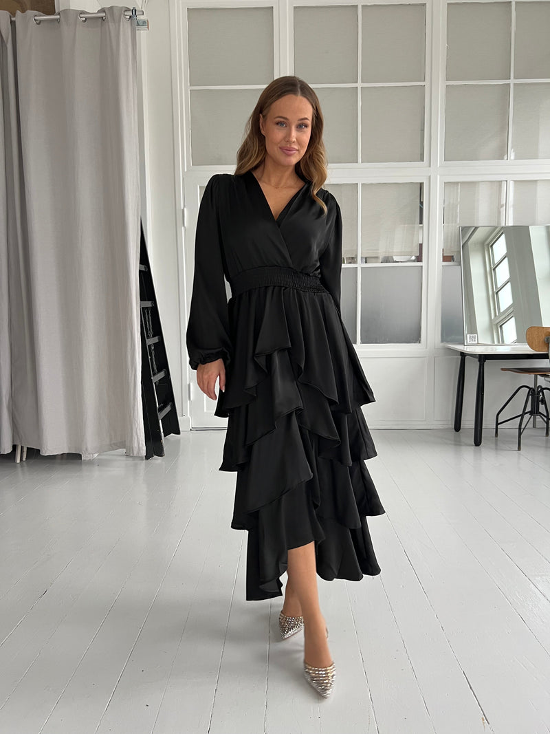 Stella black satin dress