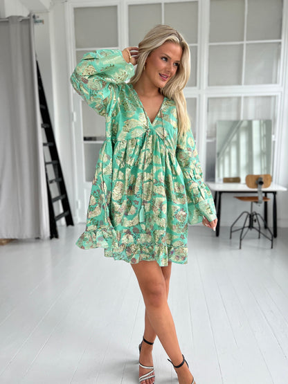 Last Queen green bohemian dress (4009)-kjole-Åberg CPH-Onesize-Åberg Copenhagen DK