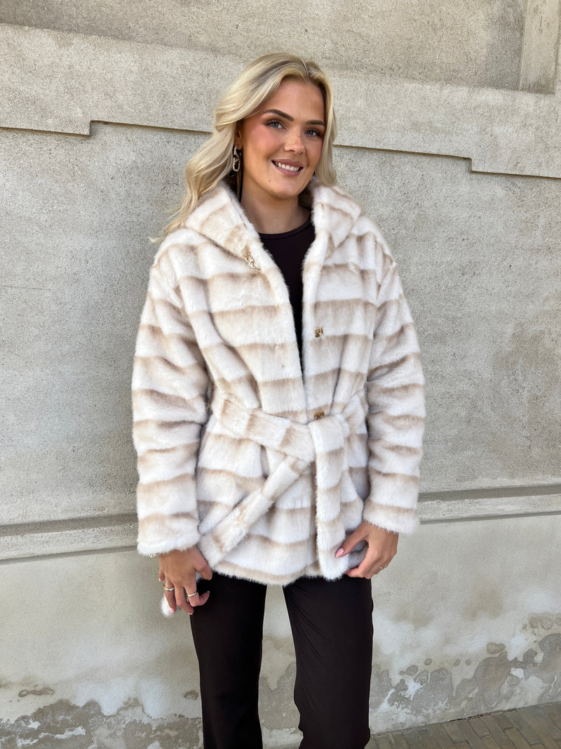 Flam beige fake fur jakke
