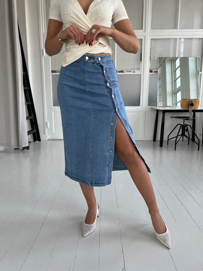 Estee long denim skirt