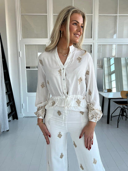 Exquiss White/gold blouse