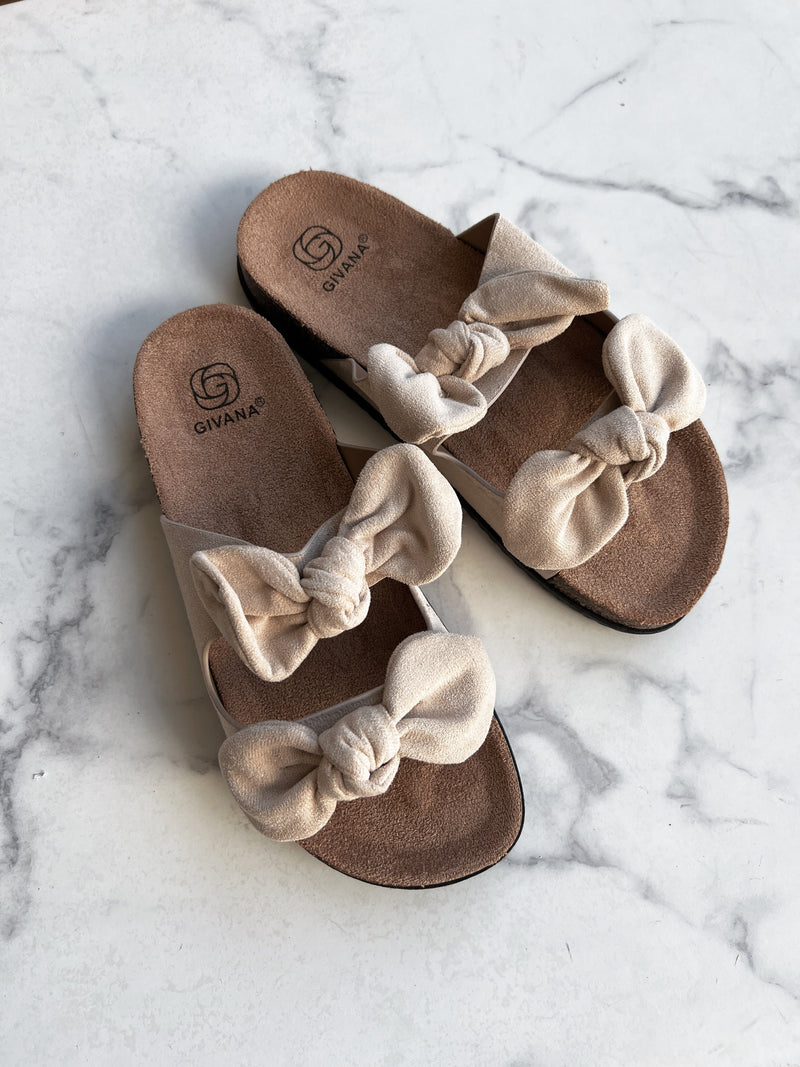 Givana beige dobbel bow sandal