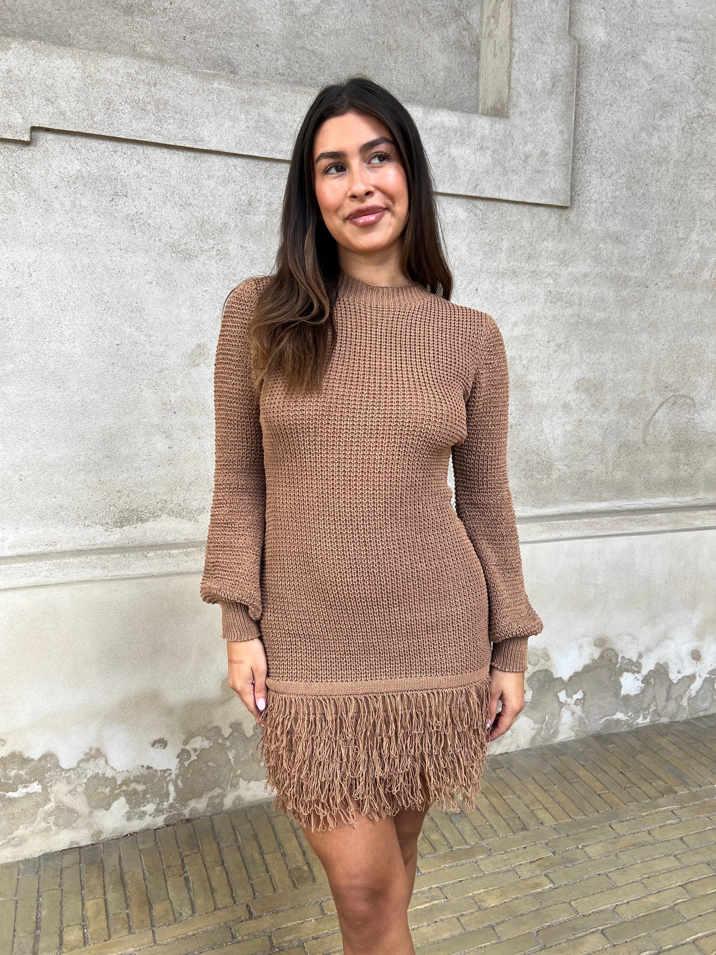 Flam caramel knit dress
