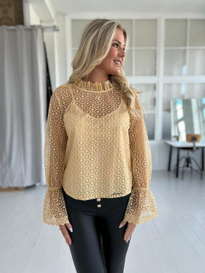 Gaspar GOA gold blouse (7313)-bluse-Aaberg Copenhagen