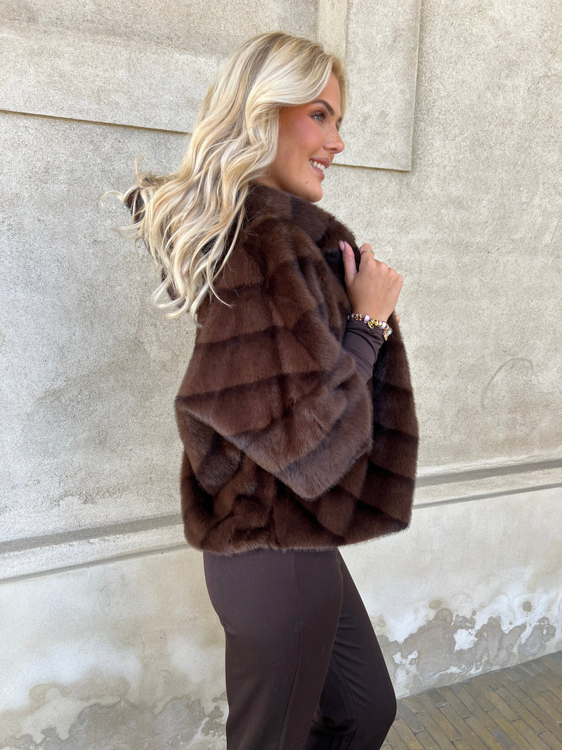 Flam dark brown fake fur