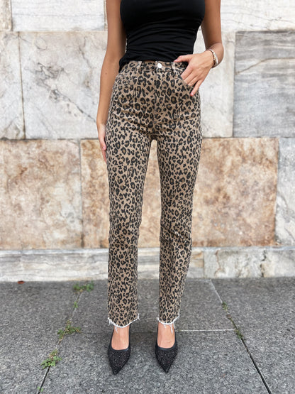 Redial destroyed leopard jeans (2682)