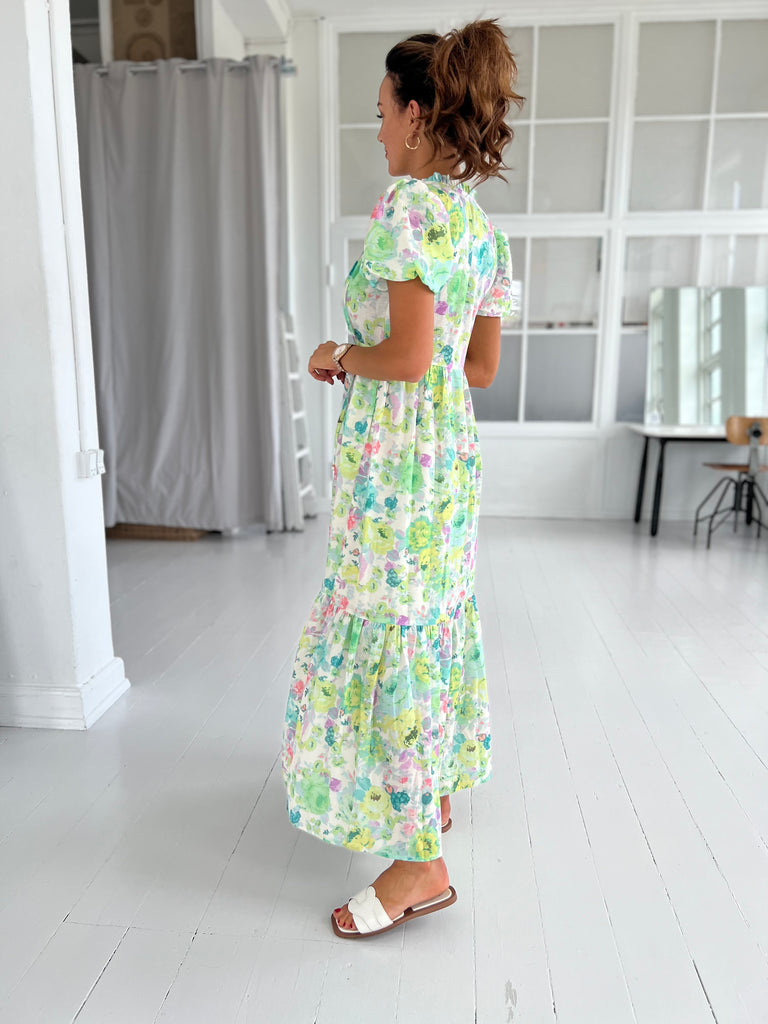 Flam green flower dress-kjole-Åberg CPH-Åberg Copenhagen DK