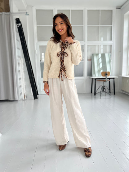 Azaka beige leopard cardigan ( 8274)