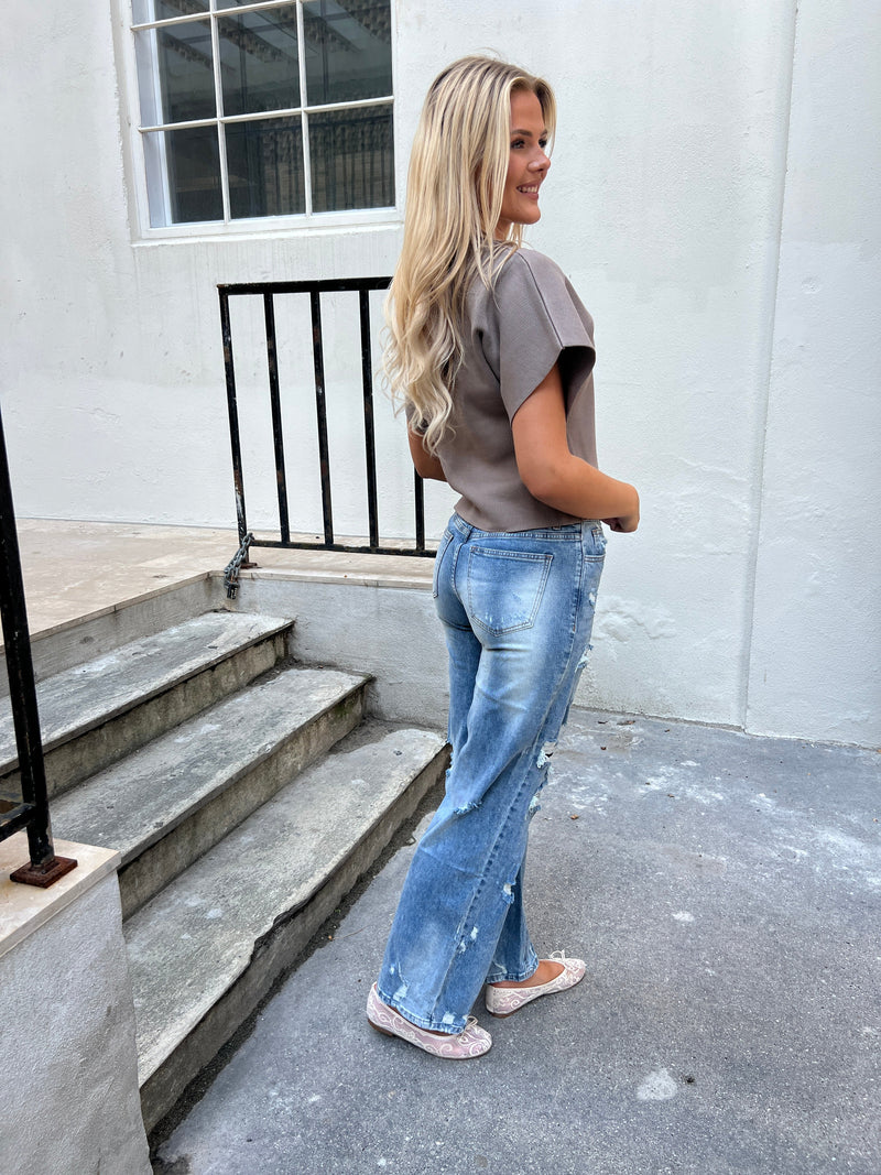 Its May taupe knit vest