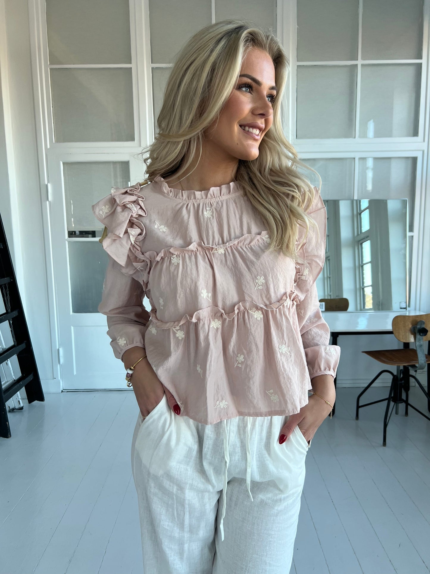 Azaka rose romantic blouse