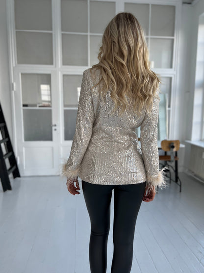 Soky silver sequins blazer (2080)-kjole-Aaberg Copenhagen