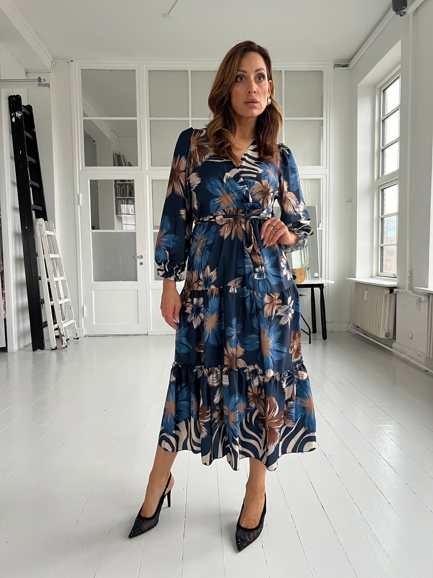 Bianca blue flower dress-kjole-Aaberg Copenhagen