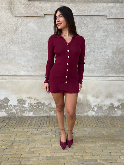 Azaka bordeaux knit dress