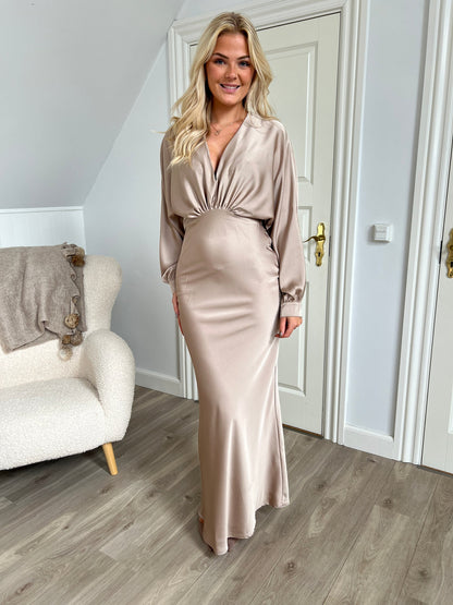 Eight luxe satin beige dress