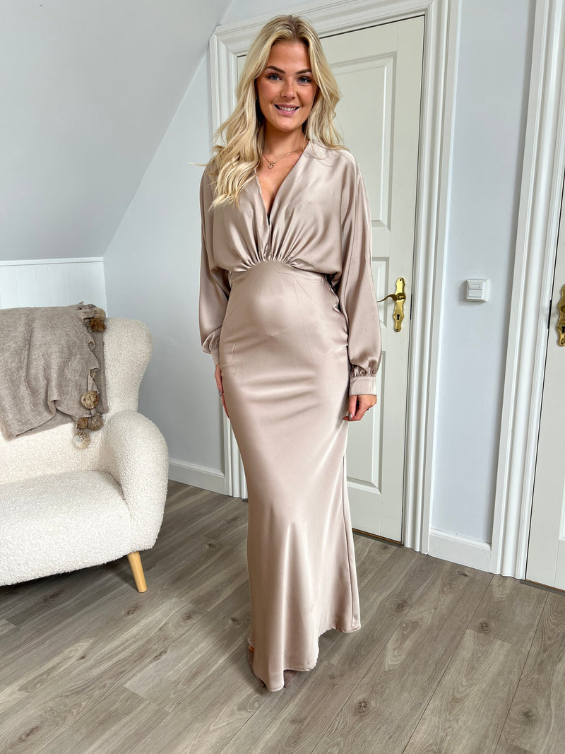 Eight luxe satin beige dress