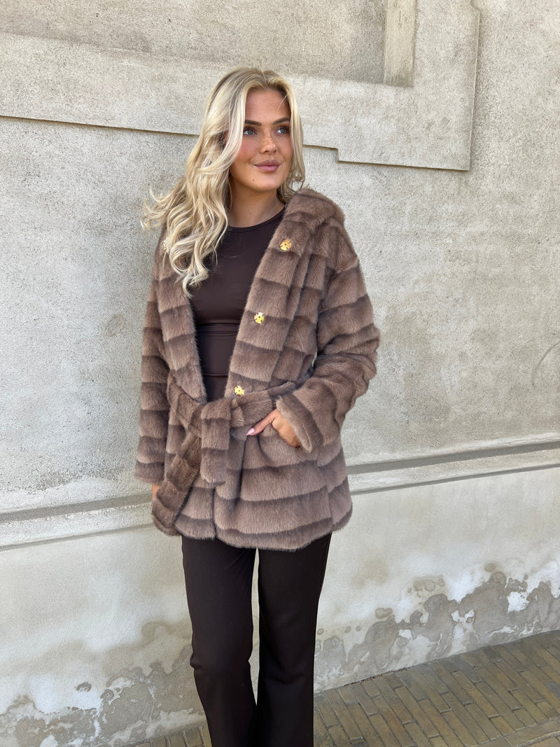 Flam muldvarp fake fur jakke