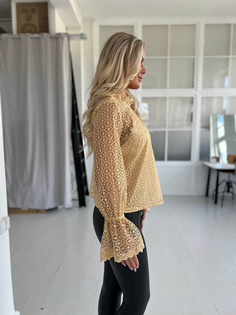 Gaspar GOA gold blouse (7313)-bluse-Aaberg Copenhagen