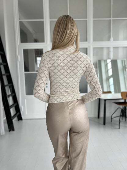 Lucce beige mesh blouse (1672) fra webshoppen Aaberg Copenhagen