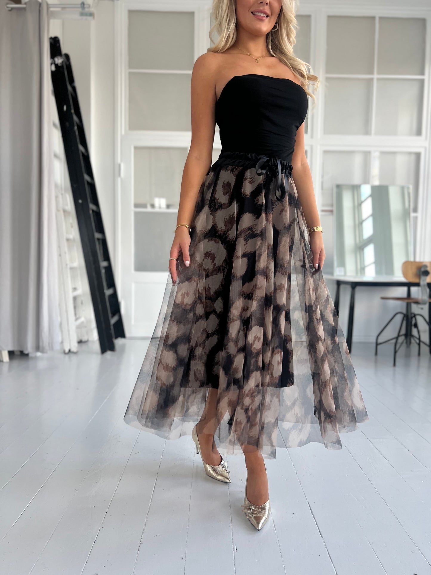 Rose W sort leopard tulle skirt