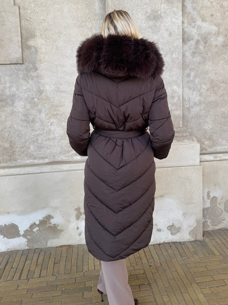Flam puffer long coat camel