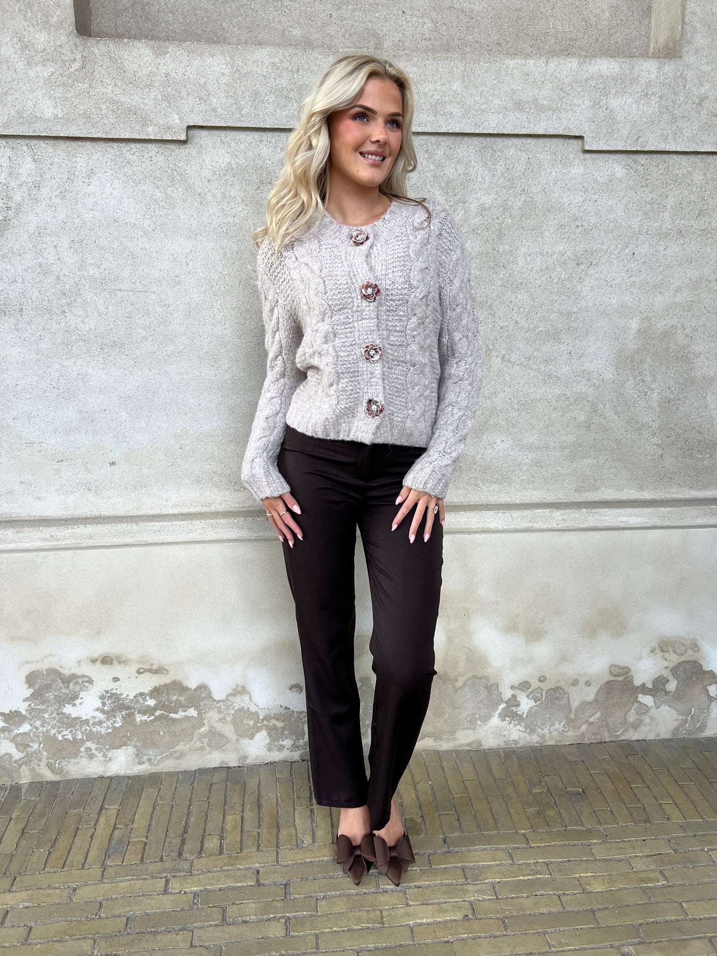 Azaka taupe cardigan