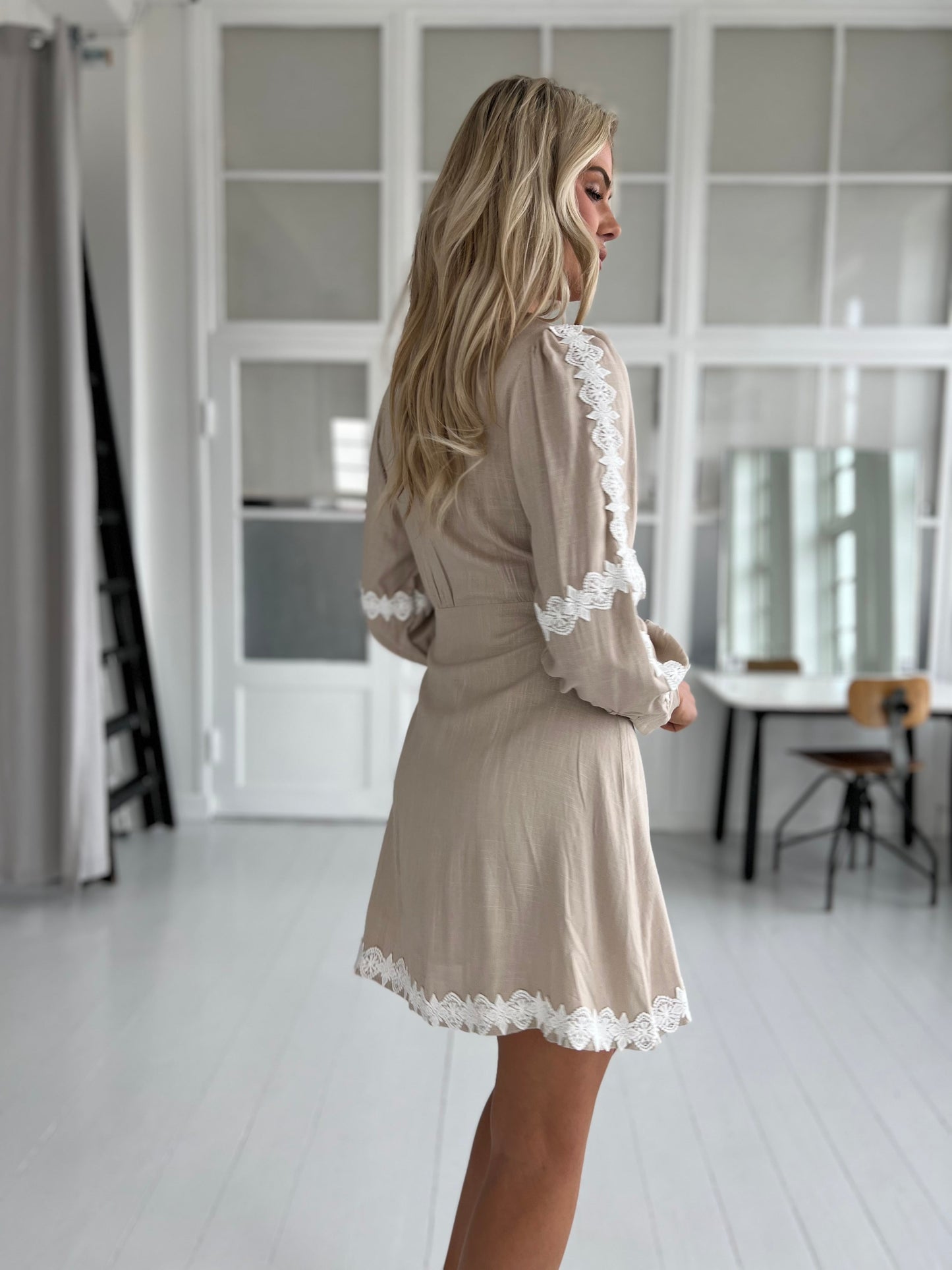 Elli White Taupe lace dress