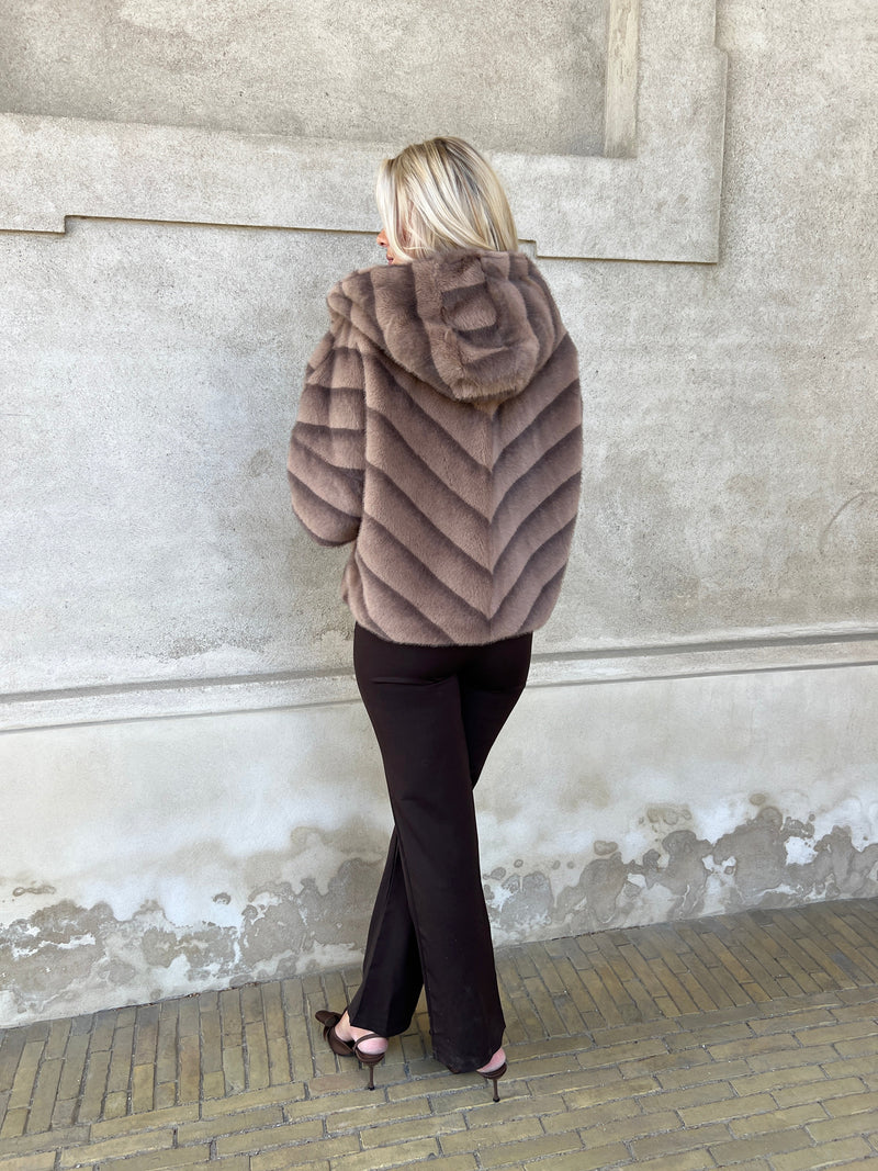 Flam muldvarp fake fur kappe