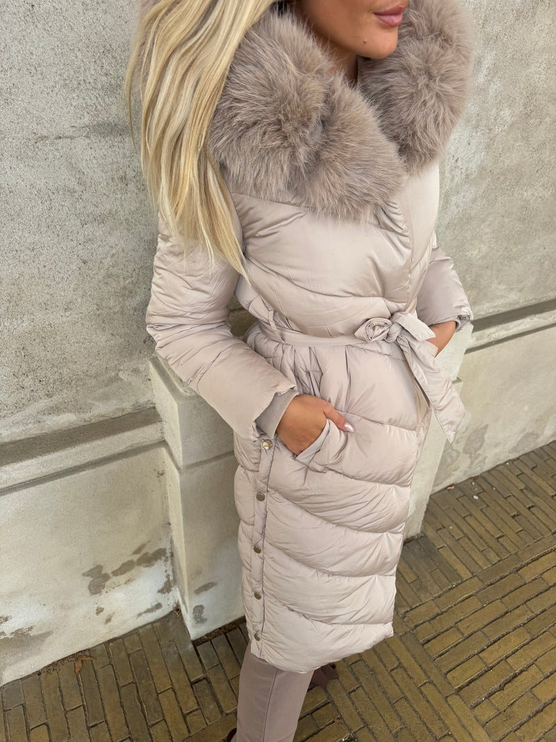 Flam puffer long coat Khaki