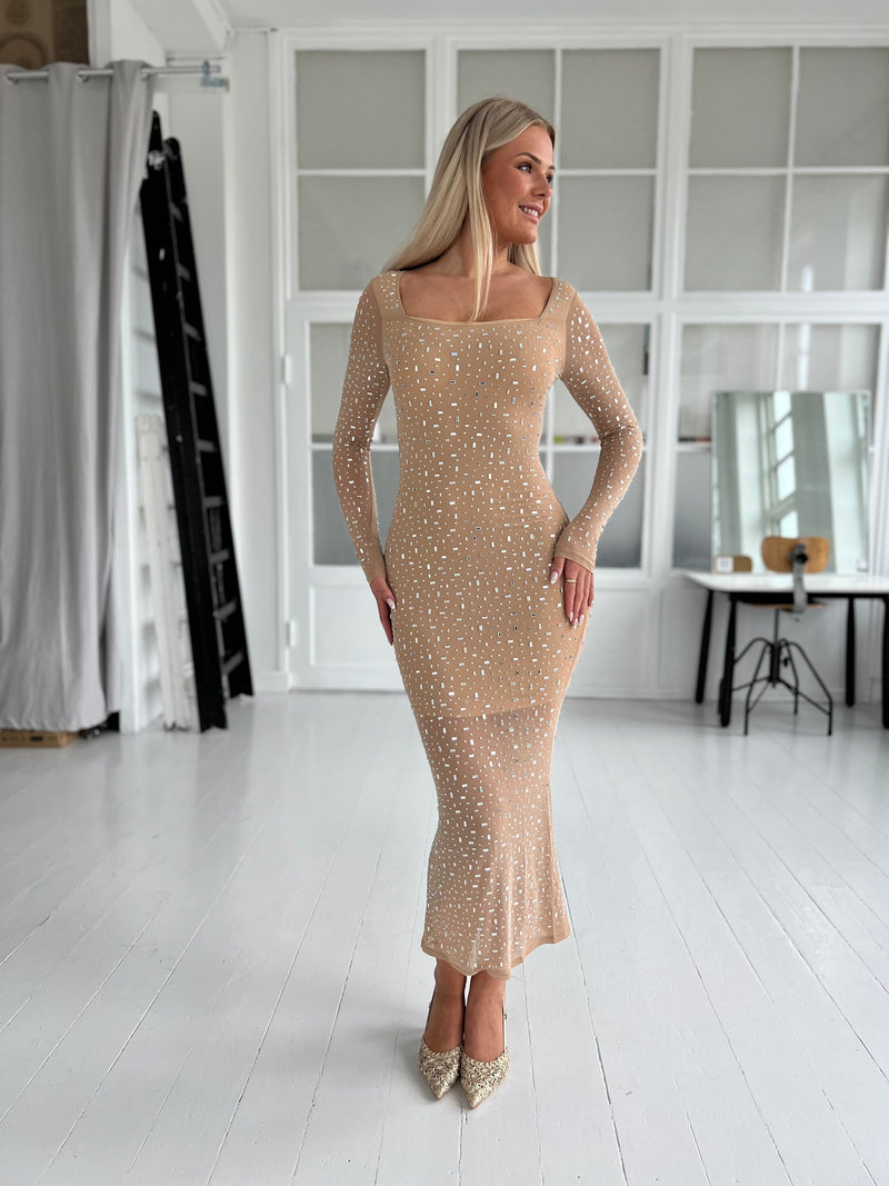 Flam beige sequins dress (0433)