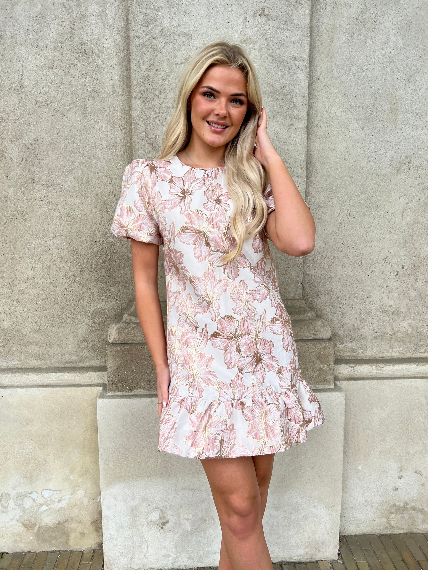 Golden Live pink ruffle dress