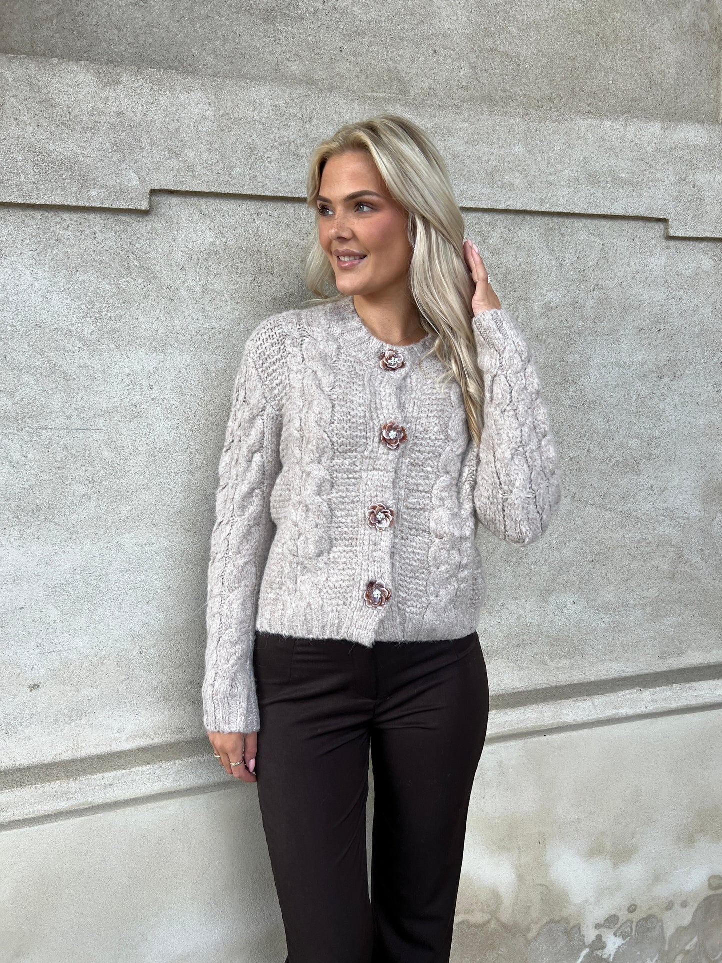 Azaka taupe cardigan
