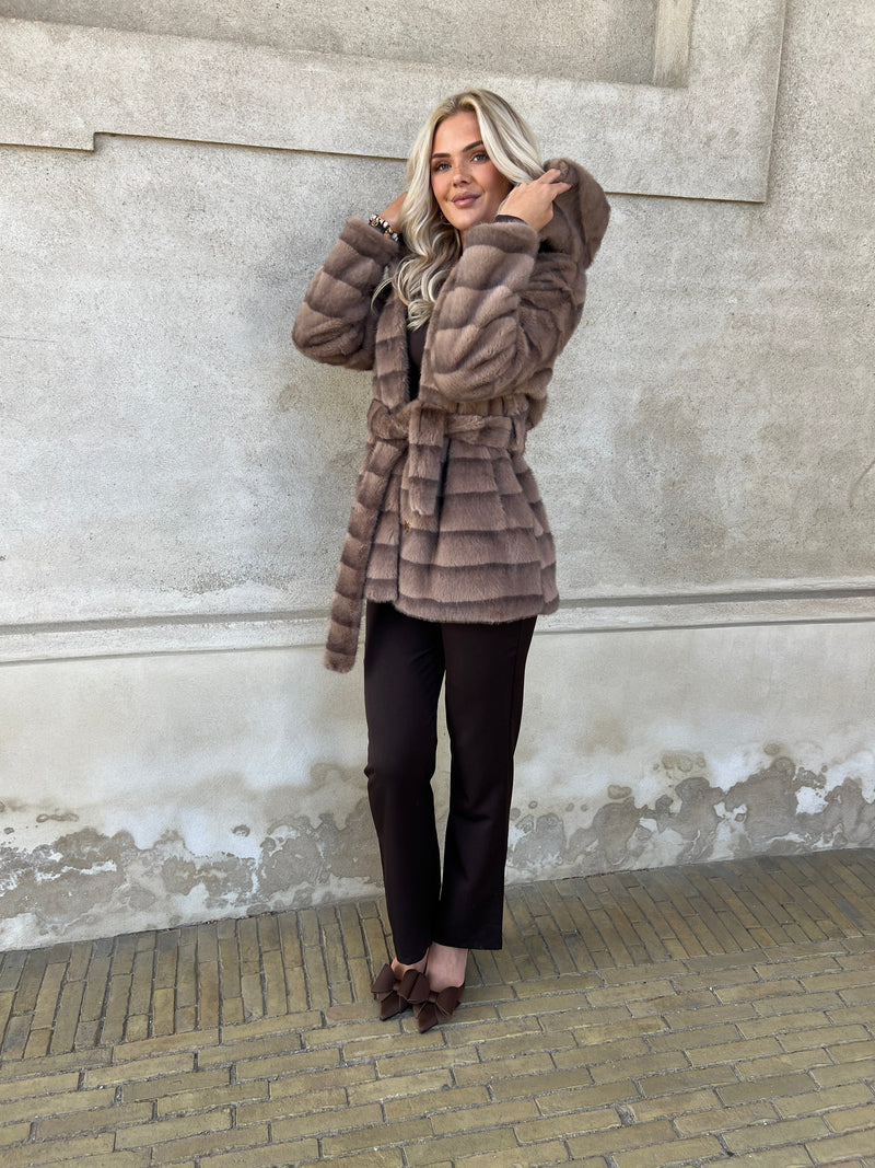 Flam muldvarp fake fur jakke