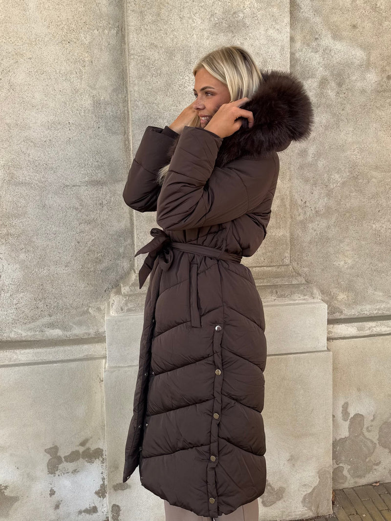 Flam puffer long coat camel