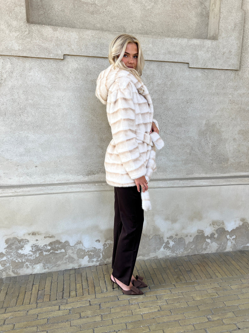 Flam beige fake fur jakke